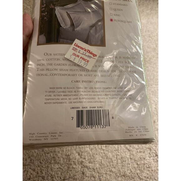 Limoges Sage Green Square Euro Shams Pillow Case New Sateen Thread 312 Count - Picture 5 of 6